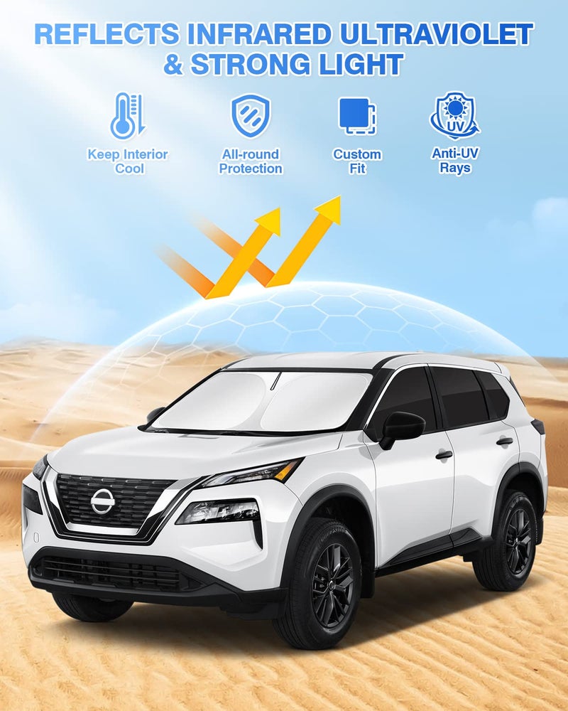 Canvcle Sunshades for 2021-2024 2025 Nissan Rogue (NOT for Nissan Rogue Sport) Accessories Windshield Sunshade Side Rear Windows Sun Visor Privacy Protection Keep Vehicle Cool Black 8PCS - Image 2